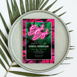 Trendy Neon Pink Tropischer Junggeselinnen-Abschie Einladung