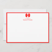 Trendy Neon Red Bow Border Name Wedding Mitteilungskarte (Vorderseite)