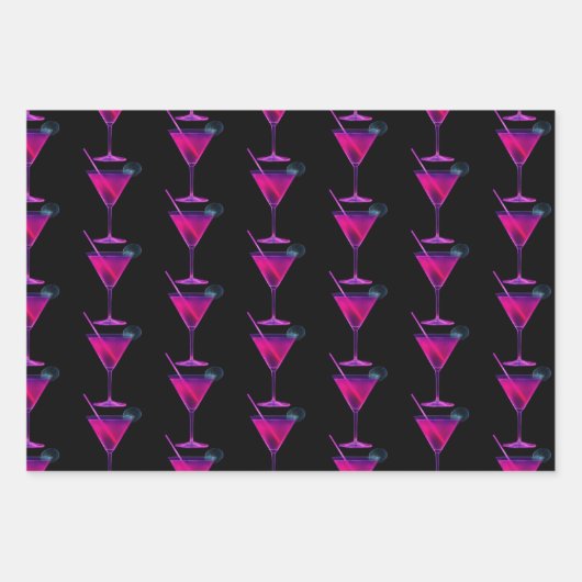 Trendy Neon Wrapping Paper Flat Sheet Set 3 Geschenkpapier Set (Vorderseite)