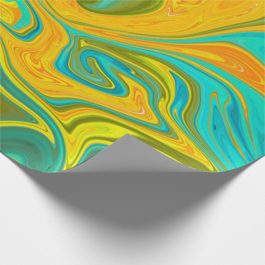 Trendy Neon Yellow Orange Green Abstrakt Swirl Geschenkpapier (Ecke)