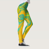 Trendy Neon Yellow Orange Green Abstrakt Swirl Leggings (Rechts)