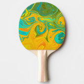 Trendy Neon Yellow Orange Green Abstrakt Swirl Tischtennis Schläger (Vorderseite)