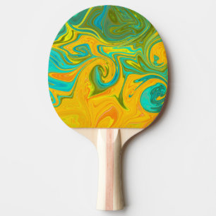Trendy Neon Yellow Orange Green Abstrakt Swirl Tischtennis Schläger