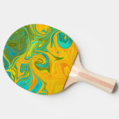 Trendy Neon Yellow Orange Green Abstrakt Swirl Tischtennis Schläger (Seitenansicht)