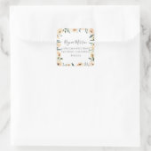 Trendy Neutral Floral Border Rücksendeadresse Quadratischer Aufkleber (Tasche)