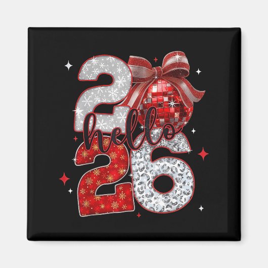 Trendy New Year’s Eve Hello 2026 Happy New Year Fa Magnet (Vorne)