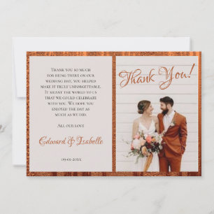 Trendy Newlyweds Wedding Foto Imitate Kupferrahmen Dankeskarte