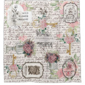 Trendy newspaper Botanical Chic Frenchy pattern Duschvorhang (Vorderseite)