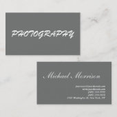 Trendy Nickel Gray Fotograf Handwriting Script Visitenkarte (Vorne/Hinten)