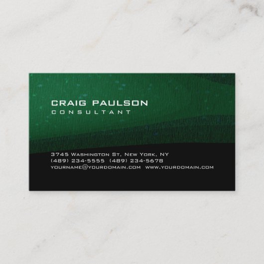 Trendy Niedlich Black Green Pattern Chic Business  Visitenkarte (Vorderseite)
