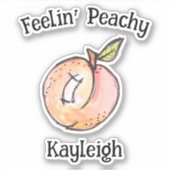 Trendy Niedlich Feelin Peachy Peach Name Moderner  Aufkleber (Vorderseite)