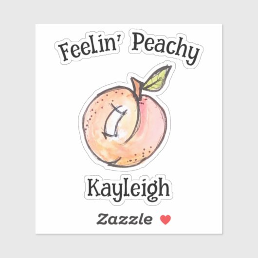 Trendy Niedlich Feelin Peachy Peach Name Moderner Aufkleber (Blatt)