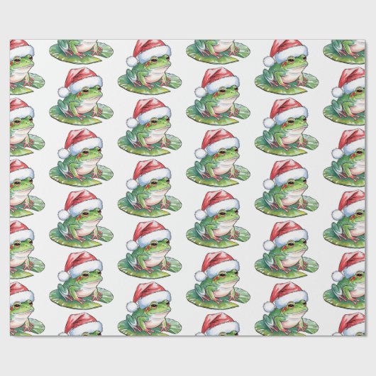 Trendy Niedlich Frog Weihnachtsmannmütze Weihnacht Geschenkpapier (Flach)