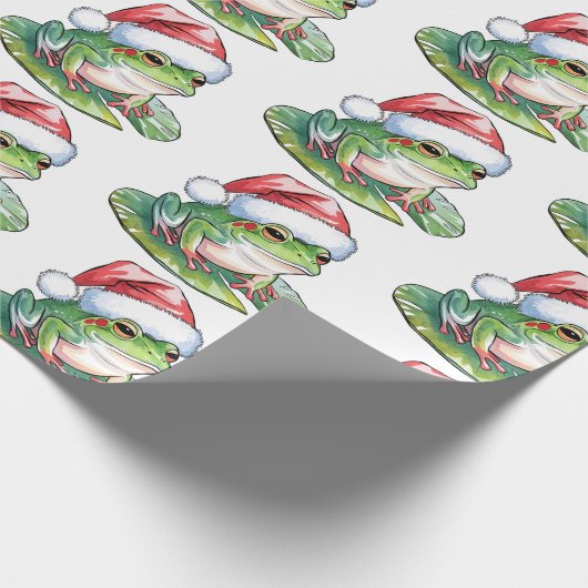Trendy Niedlich Frog Weihnachtsmannmütze Weihnacht Geschenkpapier (Ecke)