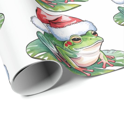 Trendy Niedlich Frog Weihnachtsmannmütze Weihnacht Geschenkpapier (Rolleneckpunkt)