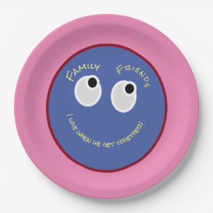 Trendy Niedlich, Happy Face mit Sonderfarben Papie Pappteller