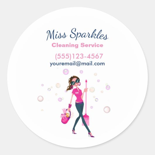 Trendy Niedlich Housecleaning Maid Runder Aufkleber (Vorderseite)