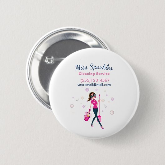 Trendy Niedlich Housecleaning Maid Service Busines Button (Vorne & Hinten)