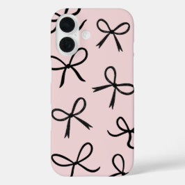 Trendy Niedlich Little Black Bows Pink iPhone 16 Hülle