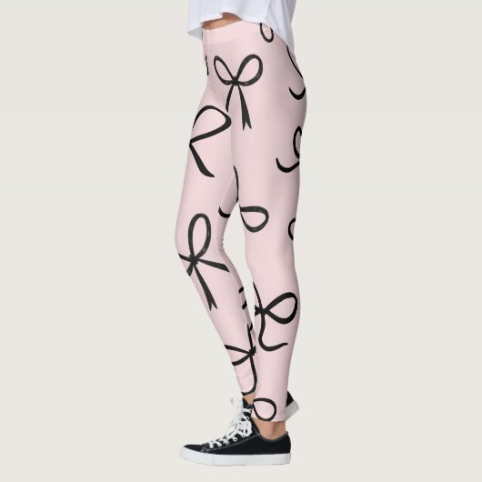 Trendy Niedlich Little Black Bows Pink Leggings (Links)