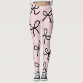 Trendy Niedlich Little Black Bows Pink Leggings (Vorderseite)