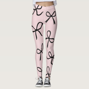 Trendy Niedlich Little Black Bows Pink Leggings