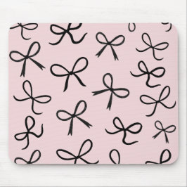 Trendy Niedlich Little Black Bows Pink Mousepad