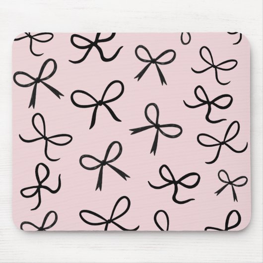 Trendy Niedlich Little Black Bows Pink Mousepad (Vorne)