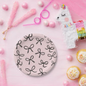 Trendy Niedlich Little Black Bows Pink Pappteller (Party)