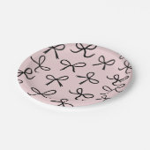 Trendy Niedlich Little Black Bows Pink Pappteller (Schrägansicht)