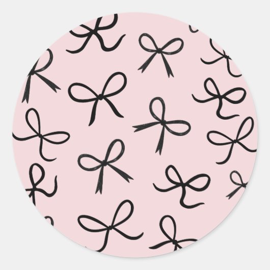 Trendy Niedlich Little Black Bows Pink Runder Aufkleber (Vorderseite)