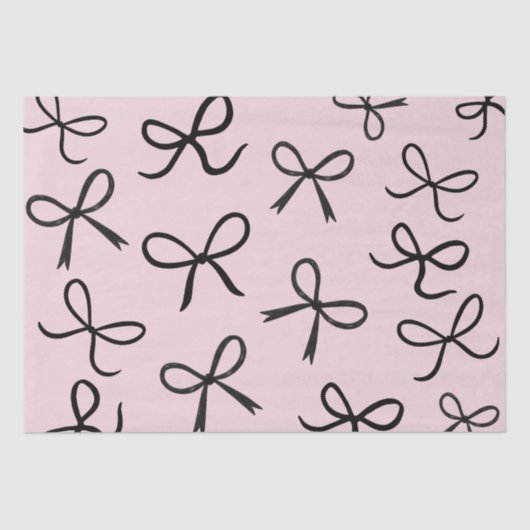 Trendy Niedlich Little Black Bows Pink Seidenpapier (Vorderseite)