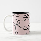 Trendy Niedlich Little Black Bows Pink Zweifarbige Tasse (Links)