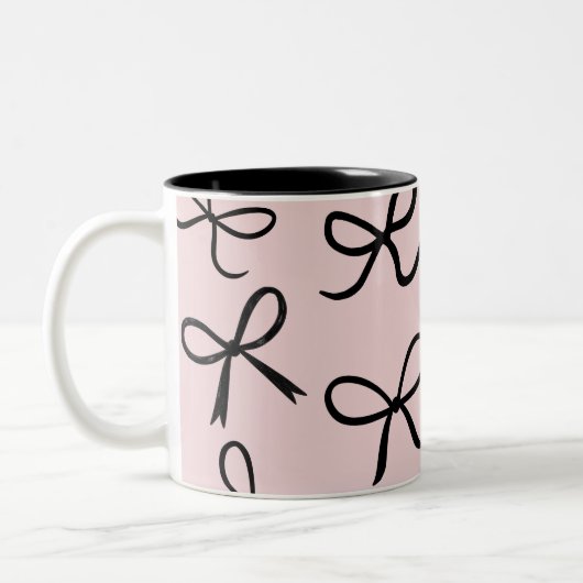 Trendy Niedlich Little Black Bows Pink Zweifarbige Tasse (Links)