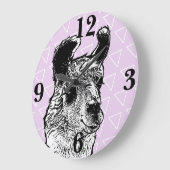Trendy Niedlich Llama Illustration & Triangle Große Wanduhr (Winkel)