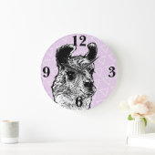 Trendy Niedlich Llama Illustration & Triangle Große Wanduhr (Zuhause)
