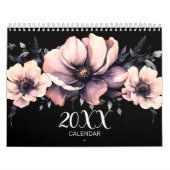 Trendy Niedlich Modern Pink Black Floral Kalender (Titelbild)