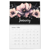 Trendy Niedlich Modern Pink Black Floral Kalender (Jan 2026)