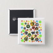Trendy Niedlich moderne Schmetterlinge Polka Dots Button (Vorne & Hinten)