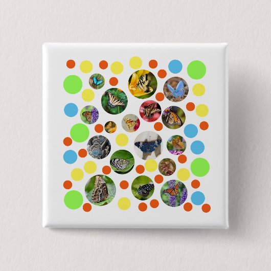 Trendy Niedlich moderne Schmetterlinge Polka Dots Button (Vorderseite)
