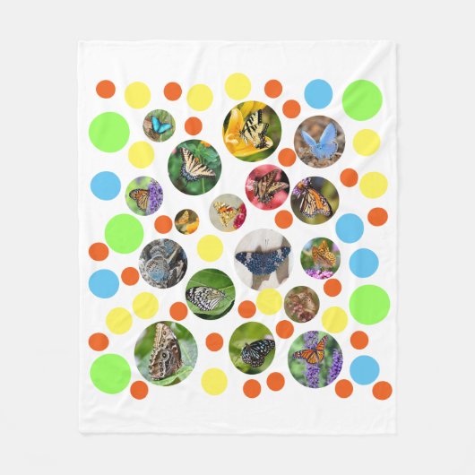 Trendy Niedlich moderne Schmetterlinge Polka Dots  Fleecedecke (Vorderseite)