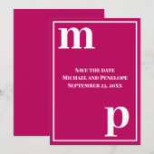 Trendy Niedlich Monogram Magenta Save the Date Einladung (Vorne/Hinten)