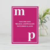 Trendy Niedlich Monogram Magenta Save the Date Einladung (Stehend Vorderseite)