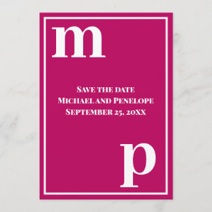 Trendy Niedlich Monogram Magenta Save the Date Einladung