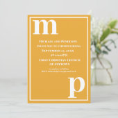 Trendy Niedlich Monogram Marigold Wedding Einladun Einladung (Stehend Vorderseite)