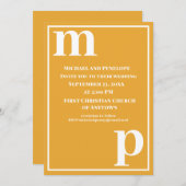 Trendy Niedlich Monogram Marigold Wedding Einladun Einladung (Vorne/Hinten)
