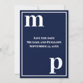 Trendy Niedlich Monogram Navy Blue Save the Date Einladung (Vorderseite)