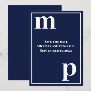 Trendy Niedlich Monogram Navy Blue Save the Date Einladung