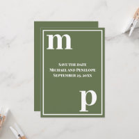 Trendy Niedlich Monogram Olive Green Save the Date