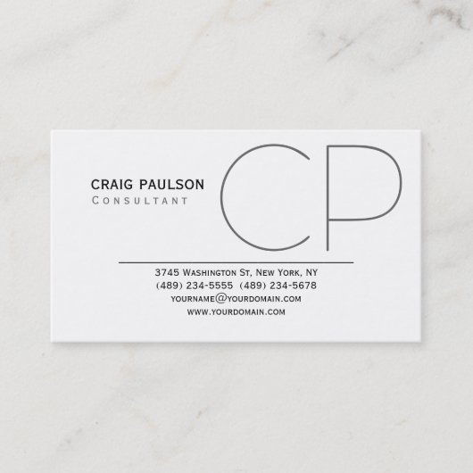 Trendy Niedlich Monogram Schwarz-weiß Business Car Visitenkarte (Vorderseite)